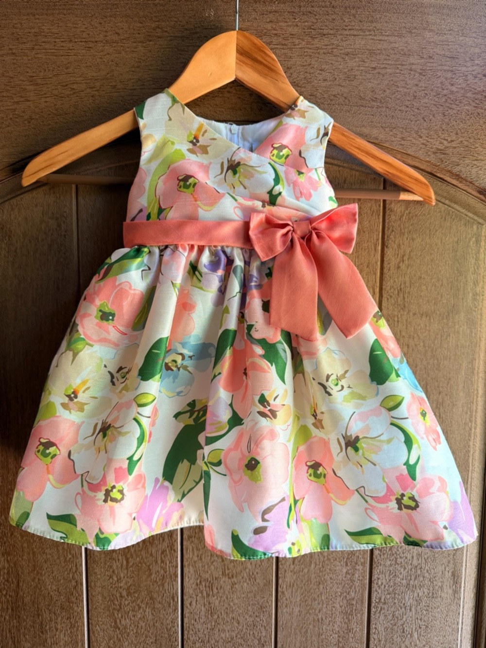 Floral Bow Tie Sundress for Girls - Pink & Green